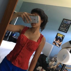 Bebe Silk Red Button Up